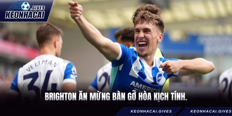 Brighton ăn mừng bàn gỡ hòa kịch tính.